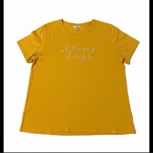 Time And Tru Woman's Yellow T Shirt Oh Happy Days XXL  A0037